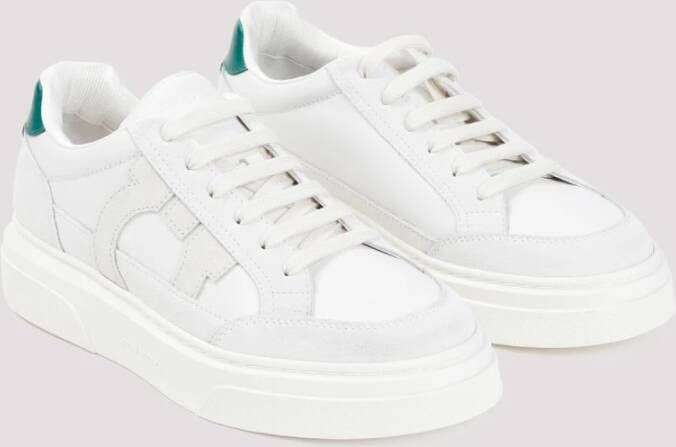 Salvatore Ferragamo Witte Suède Leren Sneakers Ss24 White Heren