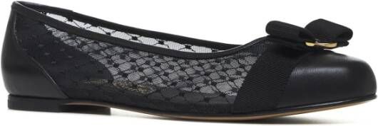 Salvatore Ferragamo Zwarte Instap Platte Schoenen met Strik Black Dames