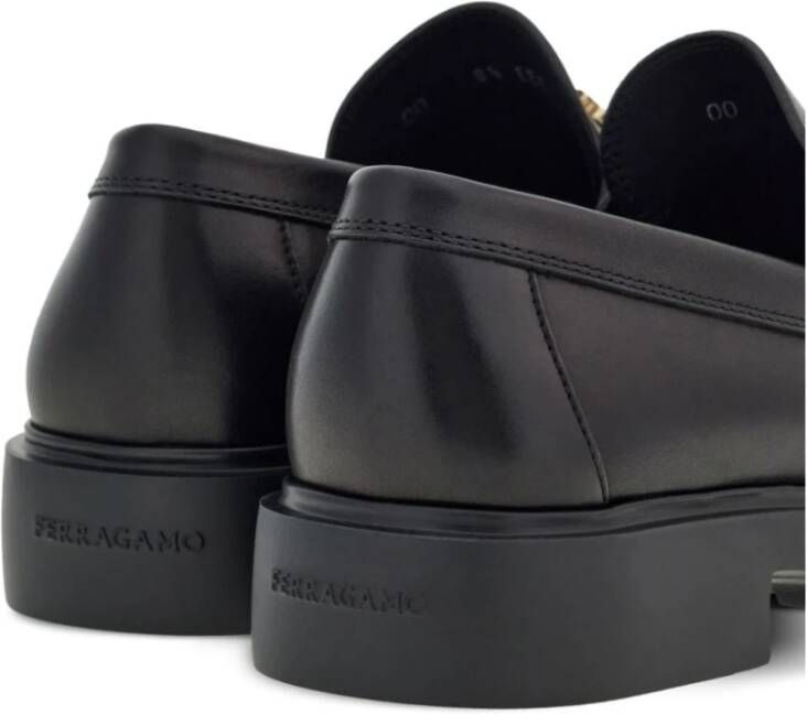 Salvatore Ferragamo Zwarte leren Gancini loafers Black Heren
