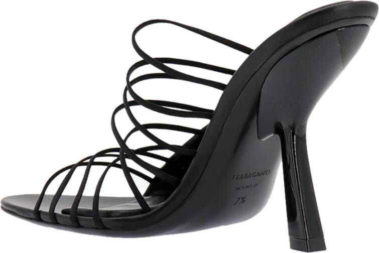 Salvatore Ferragamo Zwarte Leren Hoge Hak Sandalen Ss23 Black Dames