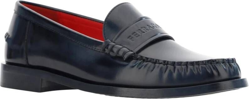 Salvatore Ferragamo Zwarte Leren Loafer Schoenen Aw22 Black Dames