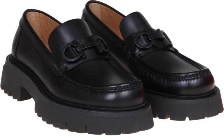 Salvatore Ferragamo Zwarte leren loafers Black Dames