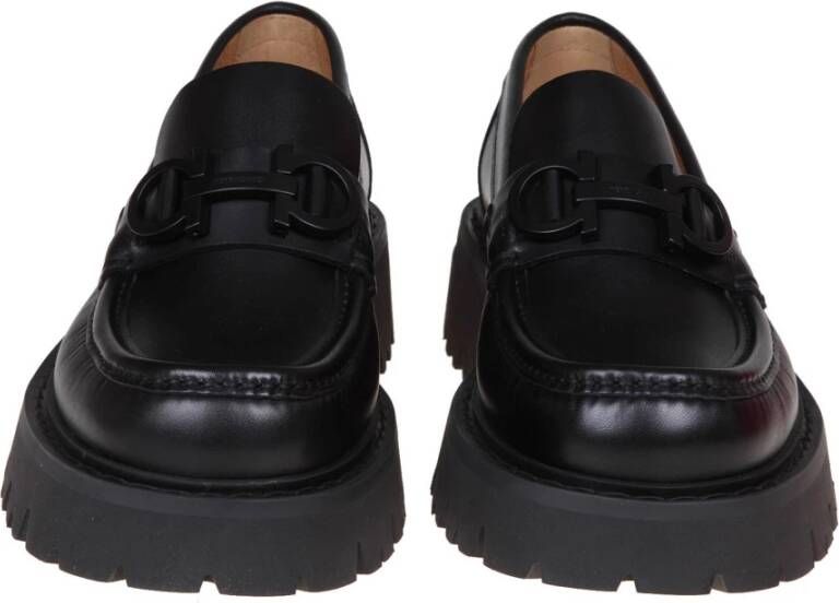 Salvatore Ferragamo Zwarte leren loafers Black Dames