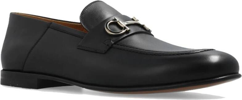 Salvatore Ferragamo Zwarte Leren Loafer Schoenen Aw22 Black Heren