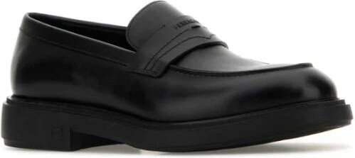 Salvatore Ferragamo Zwarte leren loafers voor heren Black Heren