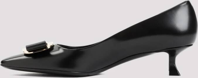 Salvatore Ferragamo Zwarte Leren Pumps Met Puntige Neus Black Dames