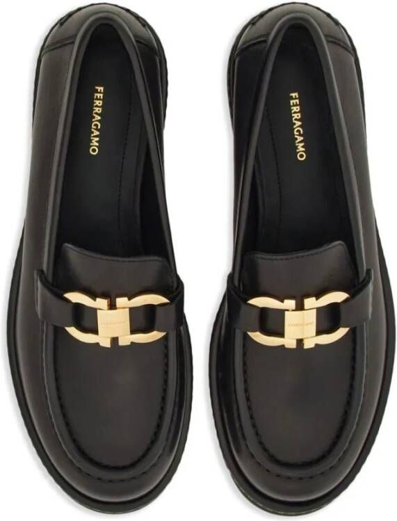 Salvatore Ferragamo Zwarte Maryan Leren Schoenen Black Dames