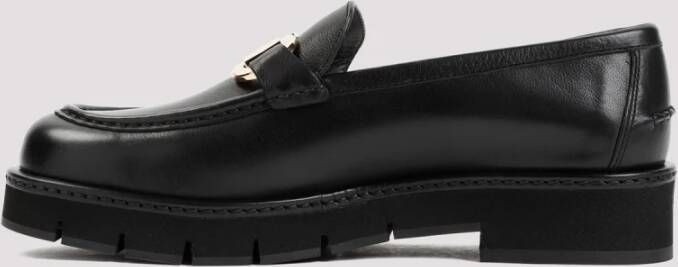 Salvatore Ferragamo Zwarte Kalfsleren Maryan Lug Loafers Black Dames