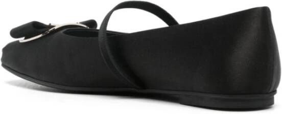 Salvatore Ferragamo Zwarte platte schoenen met strikdetail Black Dames