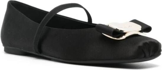 Salvatore Ferragamo Zwarte platte schoenen met strikdetail Black Dames