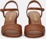 Sangiorgio Bruin Leren Blokhak Sandalen Brown Dames - Thumbnail 3