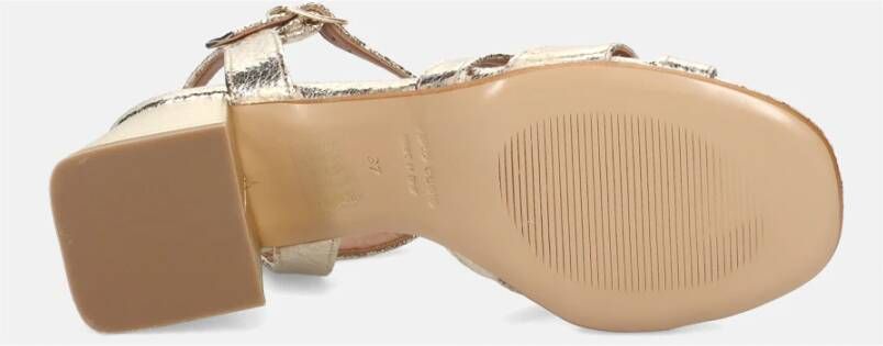 Sangiorgio Gouden leren blokhak sandalen
