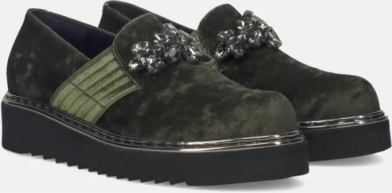 Sangiorgio Groene Sneakers met Glanzend Accessoire Green Dames