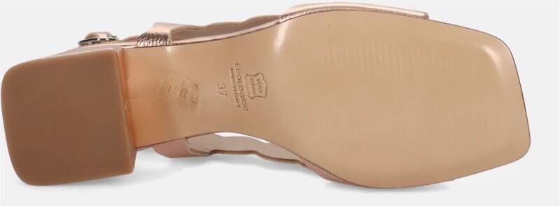 Sangiorgio Roze Leren Blokhak Sandalen