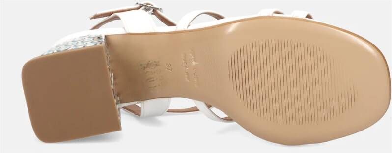 Sangiorgio Witte Leren Blokhak Sandalen
