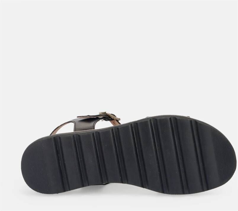 Sangiorgio Zwarte Leren Comfort Sandalen