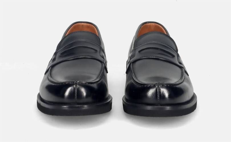 Sangiorgio Zwarte leren mocassin schoenen Black Heren