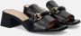 Sangiorgio Zwarte Leren Sandalen met Klem Accessoire Black Dames - Thumbnail 2