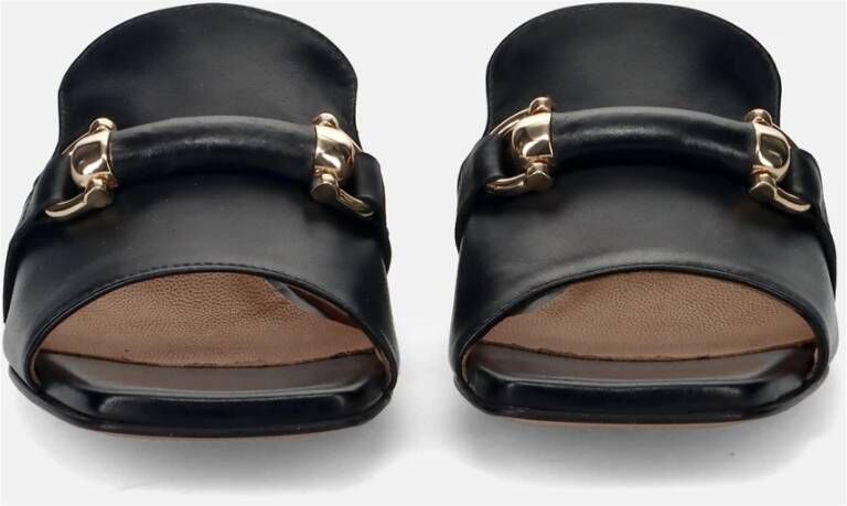 Sangiorgio Zwarte Leren Sandalen met Klem Accessoire Black Dames