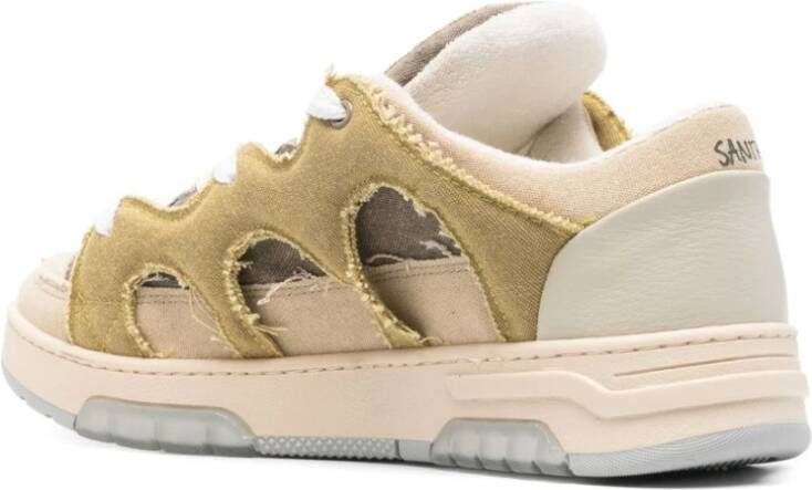 Santha Beige Veterschoenen met Dikke Zool
