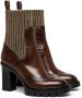 Santoni Boots Leather midheel brogue sock boot in bruin - Thumbnail 3