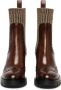Santoni Boots Leather midheel brogue sock boot in bruin - Thumbnail 4