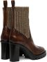 Santoni Boots Leather midheel brogue sock boot in bruin - Thumbnail 5