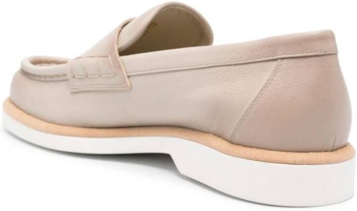 Santoni Beige Leren Klassieke Sneakers Beige Dames