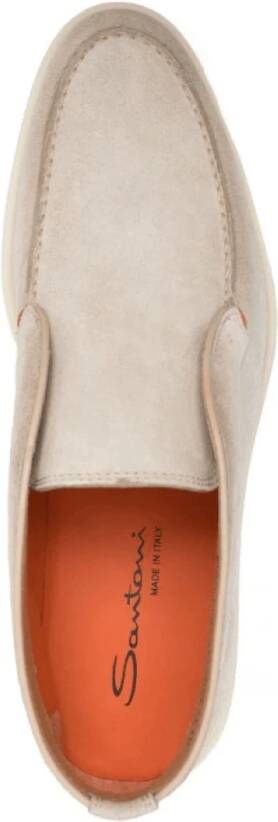 Santoni Beige Leren Laarzen met Tonal Stiksels