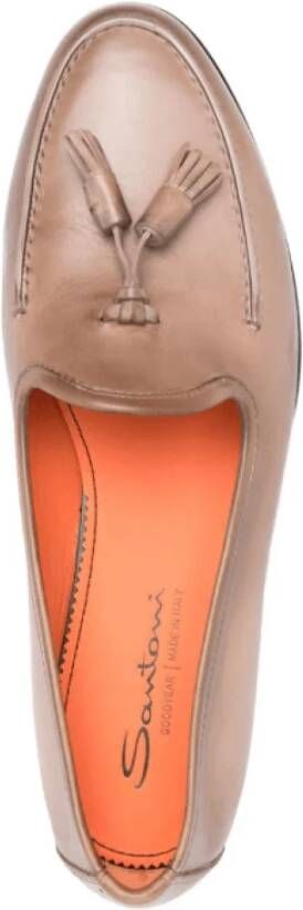 Santoni Beige Leren Loafers met Kwastjes