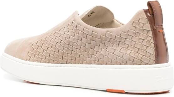 Santoni Beige Sneaker met Platte Zool