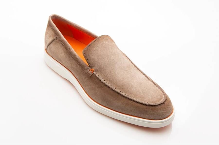 Santoni Beige Suède Loafer Brown Heren