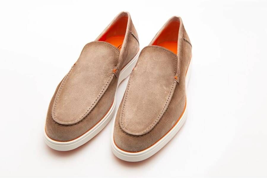 Santoni Beige Suède Loafer Brown Heren