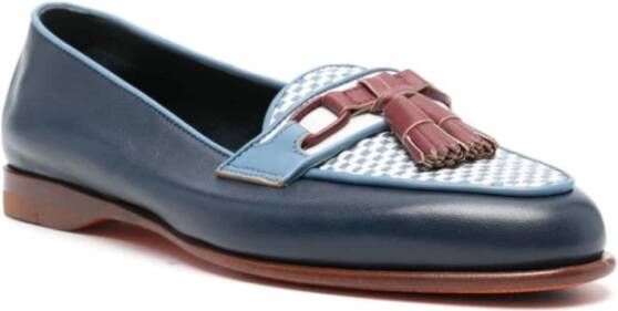 Santoni Blauwe Gevlochten Kwast Loafers Blue Dames