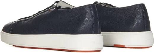 Santoni Blauwe Leren Sneakers met Logo Detail Blauw Heren