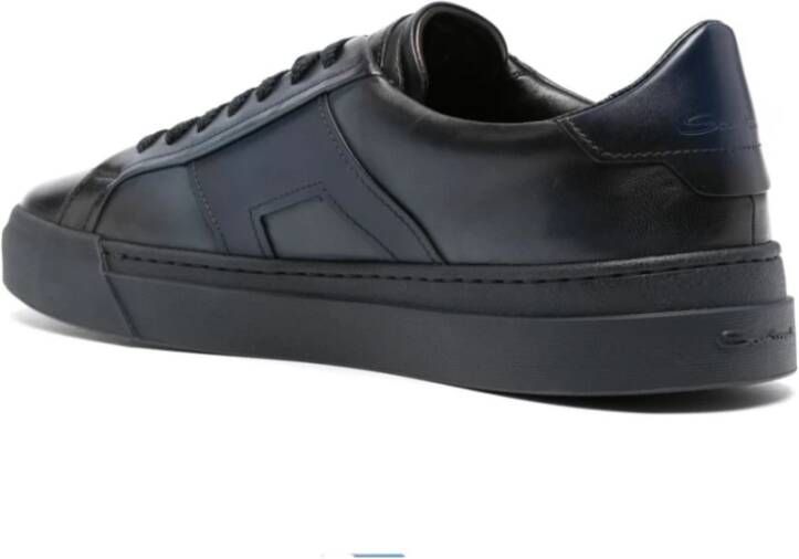 Santoni Blauwe leren sneakers met veters