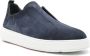 Santoni Blauwe Leren Sneakers Platte Rubberen Zool - Thumbnail 2