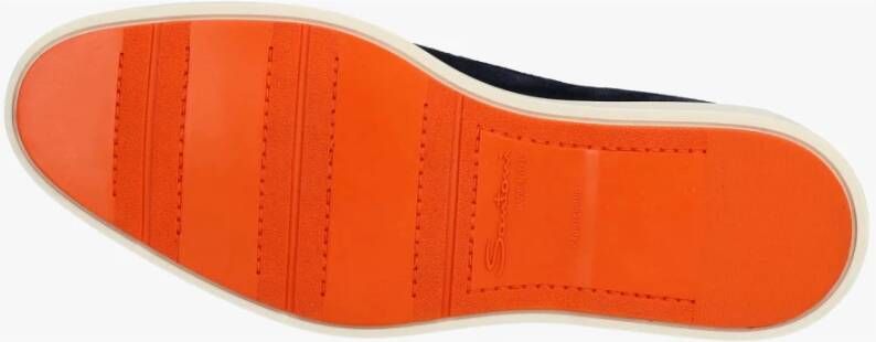 Santoni Blauwe Loafer met Oranje Zool