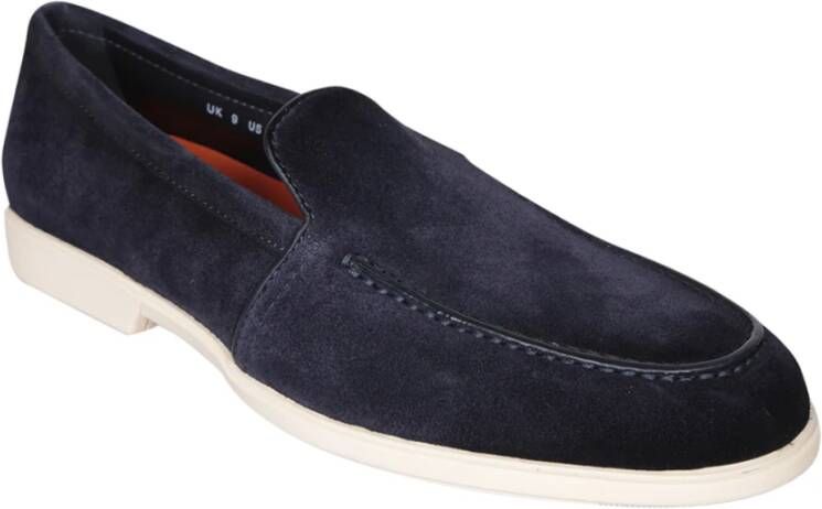 Santoni Blauwe Loafer Schoenen Ss24 Blue Heren