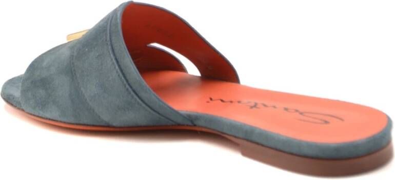 Santoni Blauwe platte sandalen
