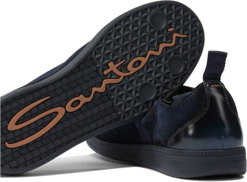 Santoni Blauwe Sneakers Minimalistische Stijl