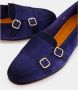 Santoni Blauwe Suède Dubbel-Gespte Mocassins - Thumbnail 2