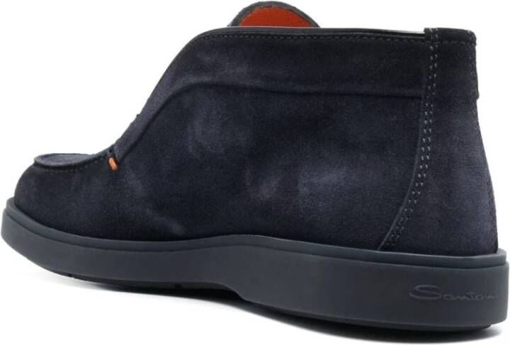 Santoni Blauwe Suède Instap Sandalen Blue Heren