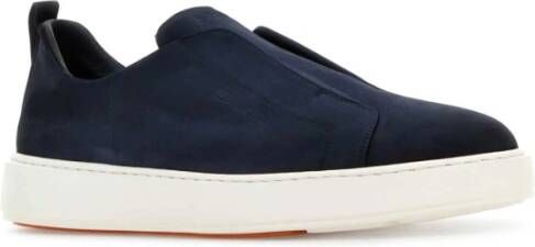 Santoni Blauwe Suède Instappers Sneakers