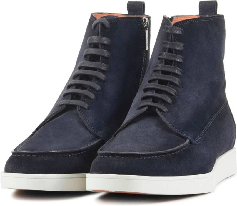 Santoni Blauwe Suède Laarzen Blue Heren