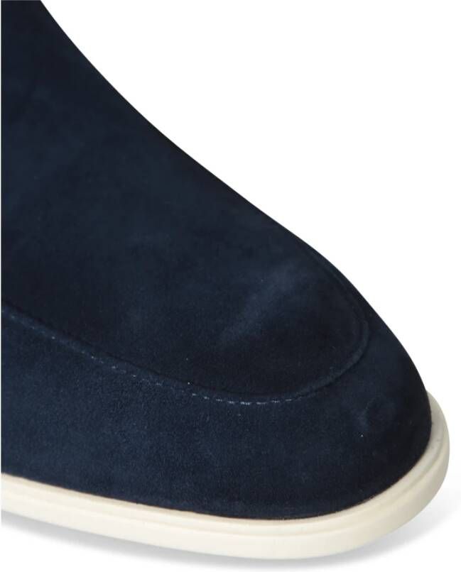 Santoni Blauwe Suède Loafers Elegant Comfort