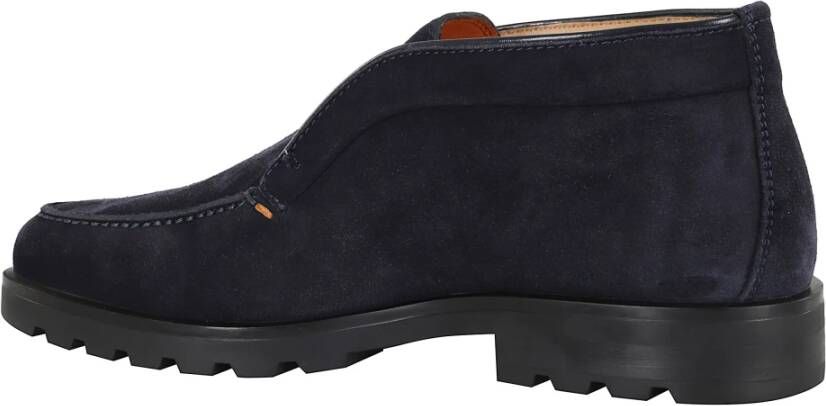 Santoni Blauwe Suède Rock Enkellaars