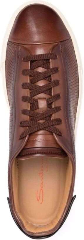 Santoni Bruin Leren Casual Sneakers