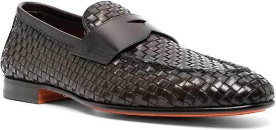 Santoni Bruin Leren Instapmodel Amandel Teen Schoenen