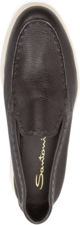 Santoni Bruin Leren Loafers met Rubberen Zool